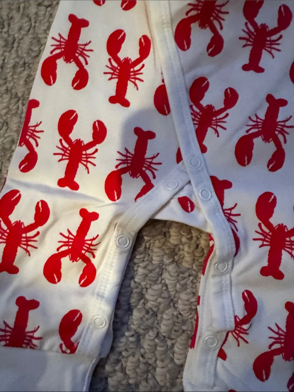 Red Lobster-Print White Baby One-Piece